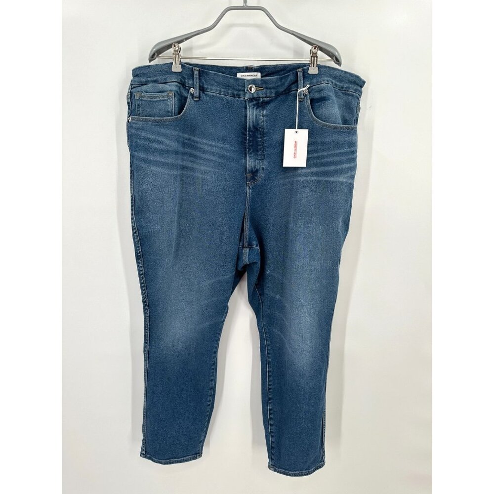Good American Good Curve High Waist Crop Skinny Jeans in BLUE-442 Size 24